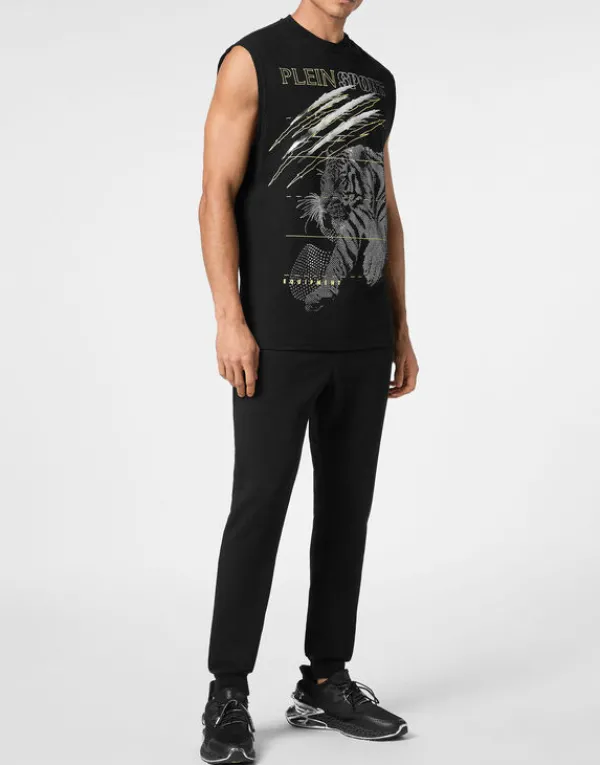 cotton_dotted_tshirt_roun_3-1.webp Philipp Plein Cotton Dotted T-shirt Round Neck Sleeveless Lamina Tiger black/silver Sale