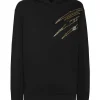 Philipp Plein Cotton Hoodie Sweatshirt LS Lamina Scratch black/lightgold Fashion