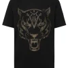 Philipp Plein Cotton T-shirt Round Neck SS Lamina Tiger black/lightgold Best