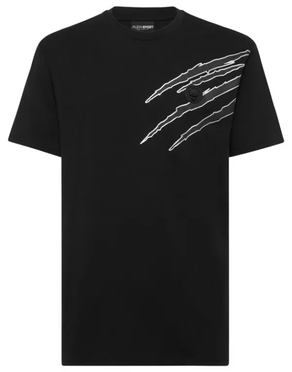 Philipp Plein Cotton T-shirt Round Neck SS Lamina Scratch black/silver Fashion