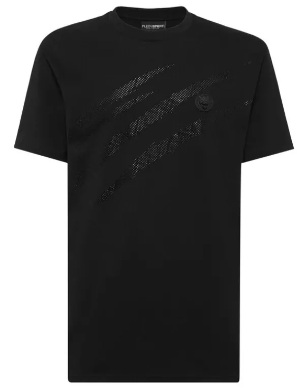 Philipp Plein Cotton T-shirt Round Neck SS Lamina Scratch black Outlet