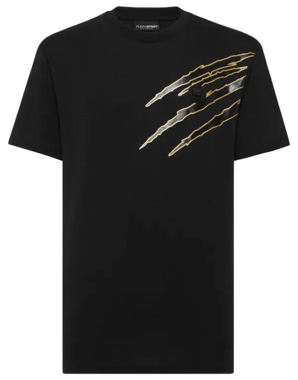 Philipp Plein Cotton T-shirt Round Neck SS Lamina Scratch black/lightgold Best