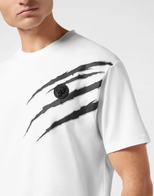 cotton_tshirt_round_neck__4-2.webp Philipp Plein Cotton T-shirt Round Neck SS Lamina Scratch white/silver Sale