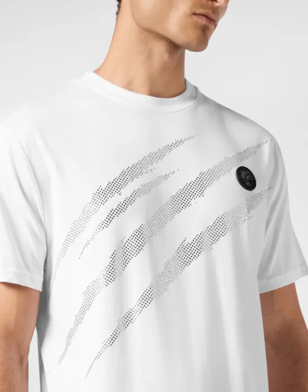 cotton_tshirt_round_neck__4-7.webp Philipp Plein Cotton T-shirt Round Neck SS Lamina Scratch white/silver Online