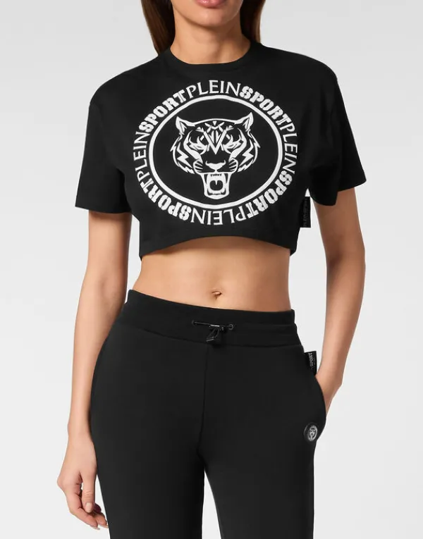 Philipp Plein Crop T-shirt Round Neck SS black Clearance