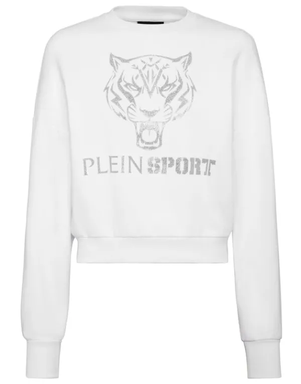 Philipp Plein Cropped Hoodie Sweatjacket Tiger white Hot
