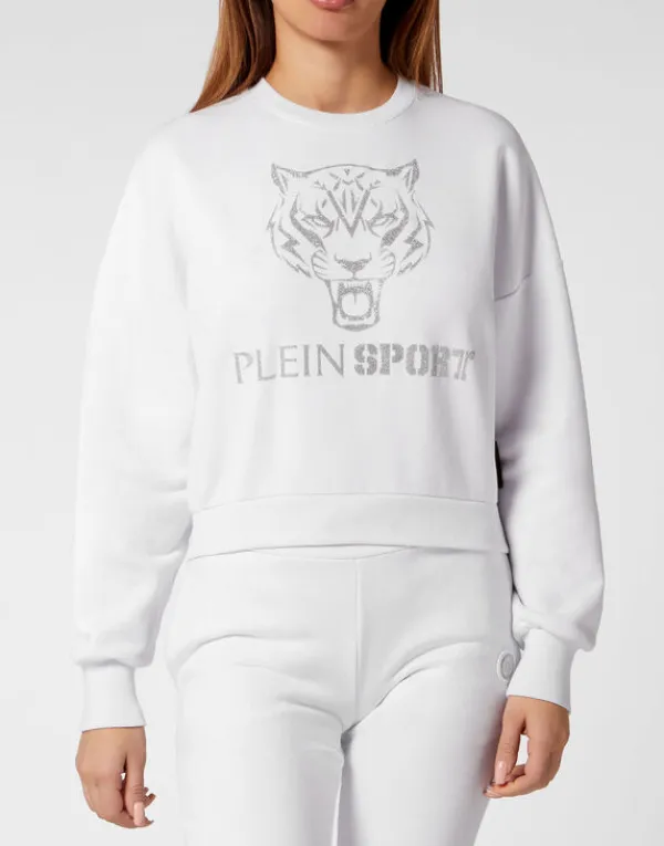 Philipp Plein Cropped Hoodie Sweatjacket Tiger white Hot