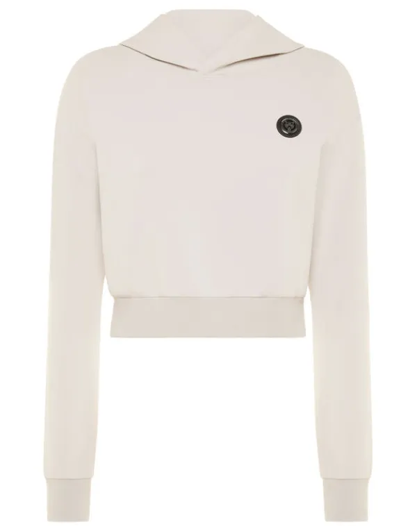 Philipp Plein Cropped Hoodie Sweatshirt grey Outlet