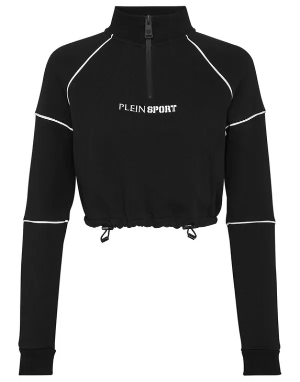 Philipp Plein Cropped Hoodie Sweatshirt black Discount