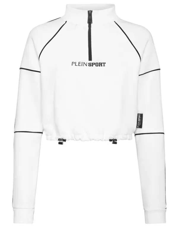 Philipp Plein Cropped Hoodie Sweatshirt white Discount