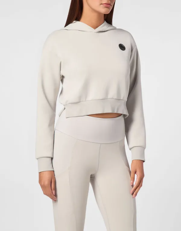 Philipp Plein Cropped Hoodie Sweatshirt grey Outlet