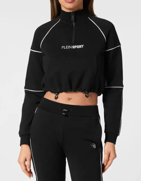 Philipp Plein Cropped Hoodie Sweatshirt black Discount