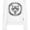 Philipp Plein Cropped Roundneck Sweatshirt white Discount