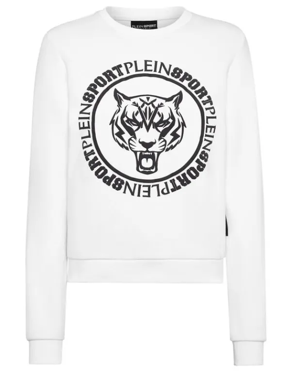 Philipp Plein Cropped Roundneck Sweatshirt white Discount