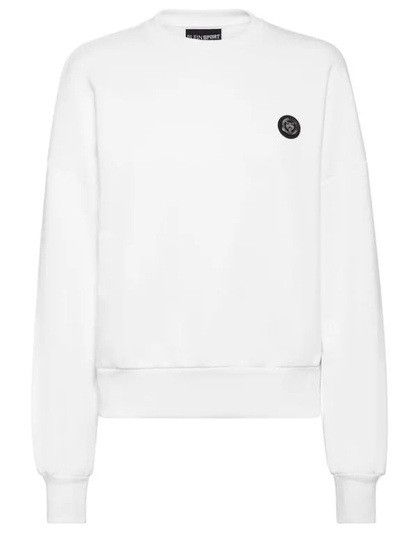 Philipp Plein Cropped Sweatshirt LS Glitter white Outlet