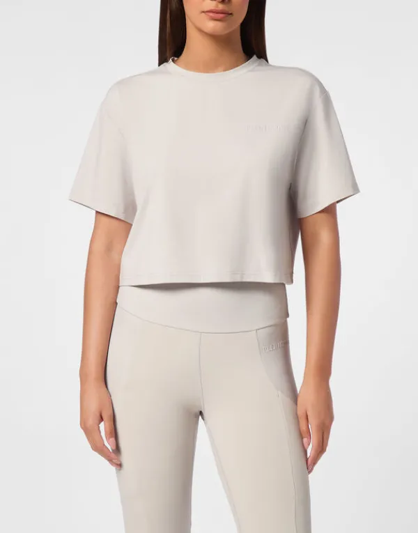 Philipp Plein Cropped T-shirt Round Neck SS grey Clearance