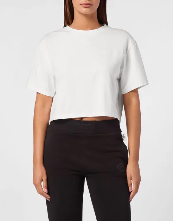 Philipp Plein Cropped T-shirt Round Neck SS white Discount