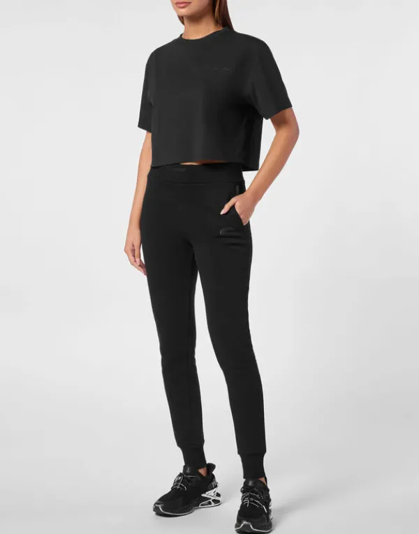cropped_tshirt_round_neck_3-4.webp Philipp Plein Cropped T-shirt Round Neck SS black Hot