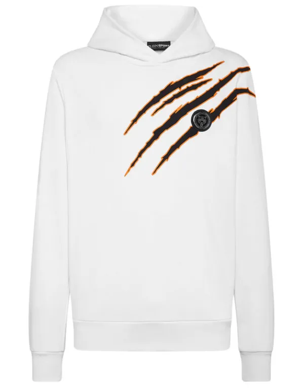 Philipp Plein Hoodie Sweatshirt Scratch white Discount