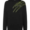 Philipp Plein Hoodie Sweatshirt Scratch black/yellowfluo Discount