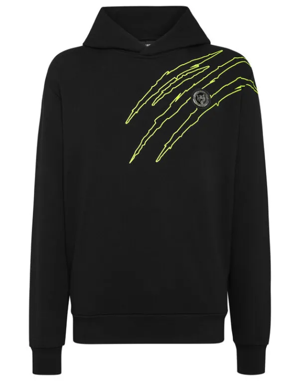 Philipp Plein Hoodie Sweatshirt Scratch black/yellowfluo Discount