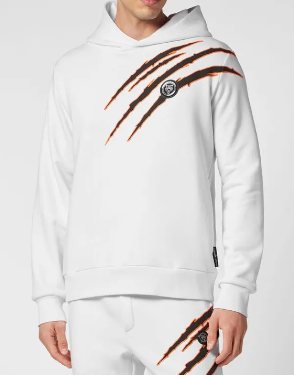 Philipp Plein Hoodie Sweatshirt Scratch white Discount