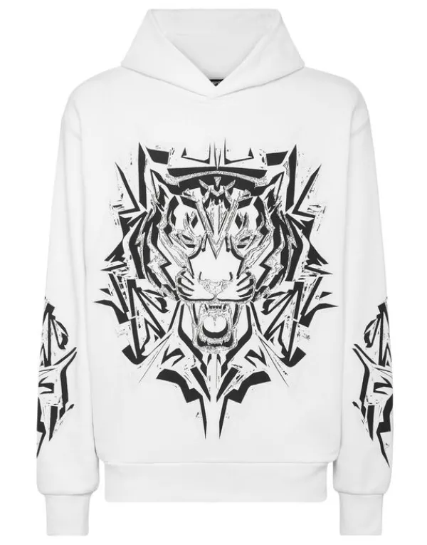 Philipp Plein Hoodie Sweatshirt Thunder Tiger white Online