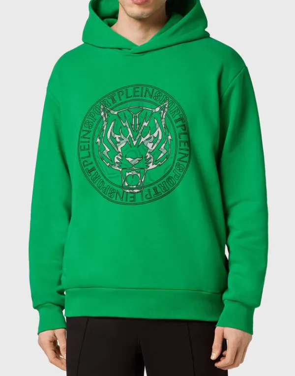 Philipp Plein Hoodie Sweatshirt Tiger GreenFluo/Black New