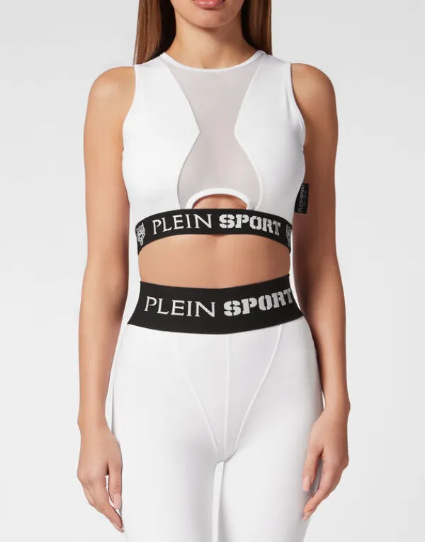 Philipp Plein Jogging Cropped Top Basic white Sale