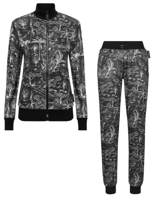 Philipp Plein Jooging Set: Top/Trousers Tiger black Outlet