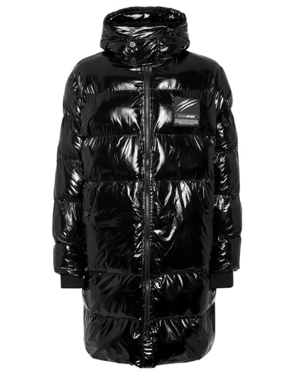 Philipp Plein Long Nylon Puffer Jacket black Outlet