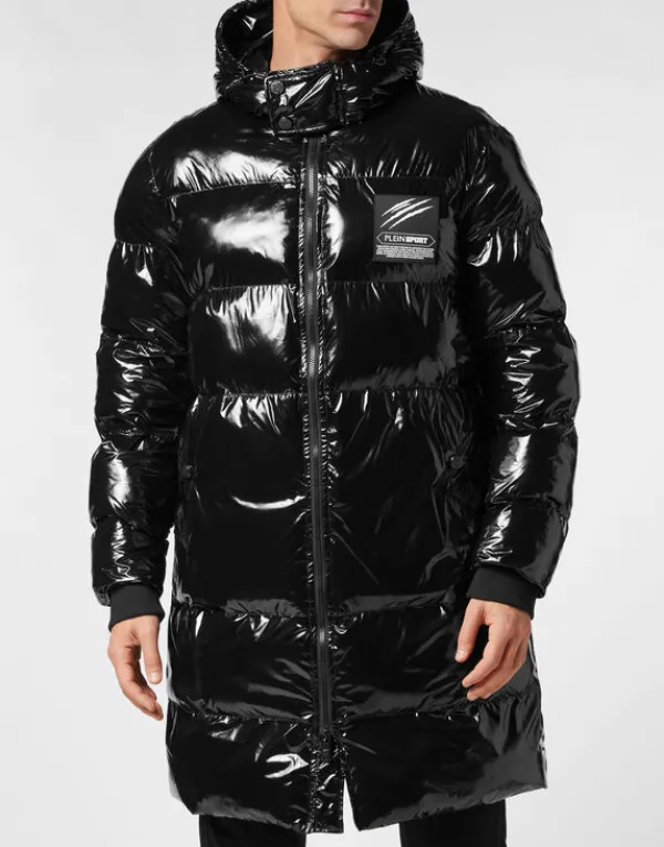 Philipp Plein Long Nylon Puffer Jacket black Outlet