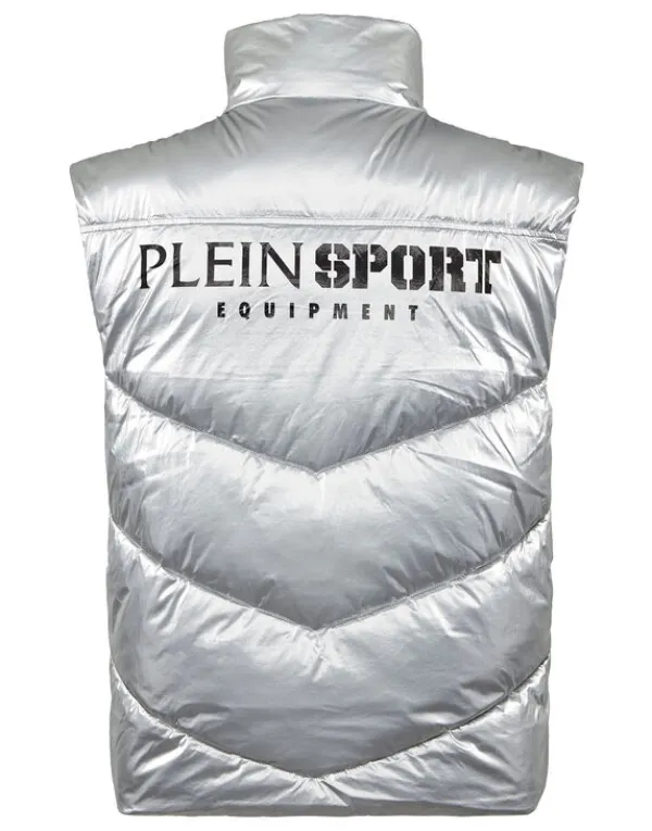 Philipp Plein Nylon Crease Vest Silver Clearance