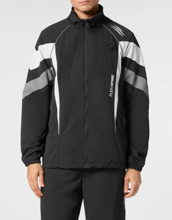 Philipp Plein Nylon Jogging Bomber Jacket LS Scratch black Outlet