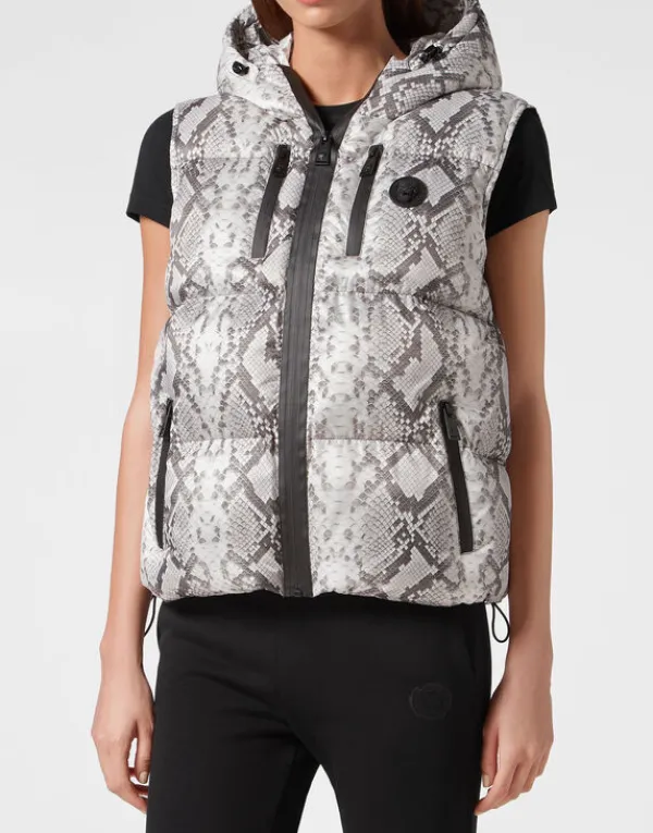 Philipp Plein Nylon Puffer Gilet Pitone grey Discount