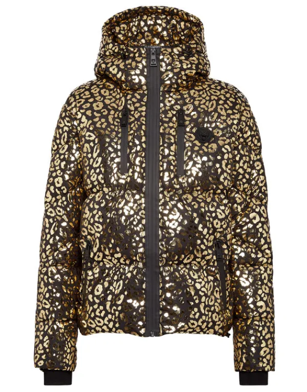 Philipp Plein Nylon Puffer Jacket Leopard gold Outlet