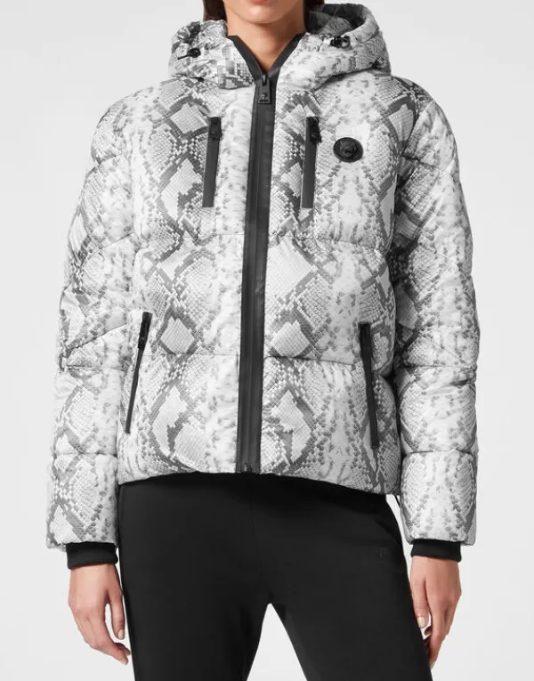 Philipp Plein Nylon Puffer Jacket Pitone grey Fashion
