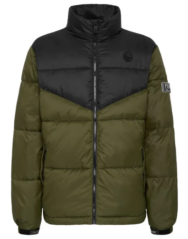 Philipp Plein Nylon Puffered Jacket black/military Best