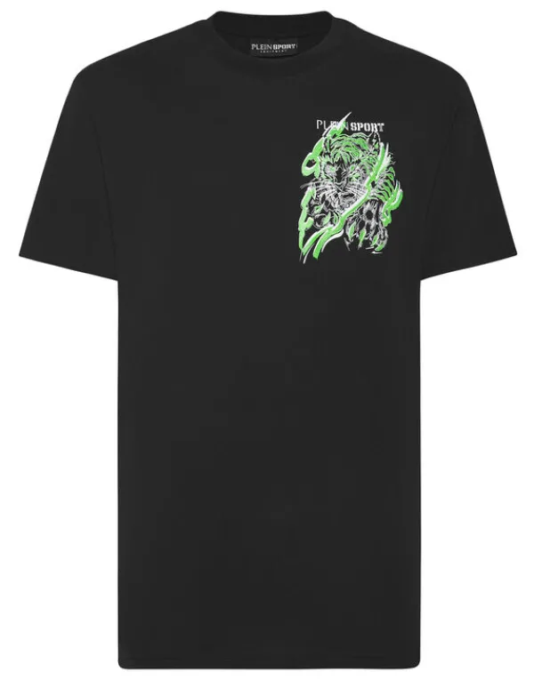 Philipp Plein Plein Sport Cotton T-shirt Round Neck SS Tiger black/yellowfluo New