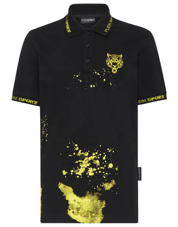 Philipp Plein Polo Shirt SS Tiger black/yellowfluo Discount