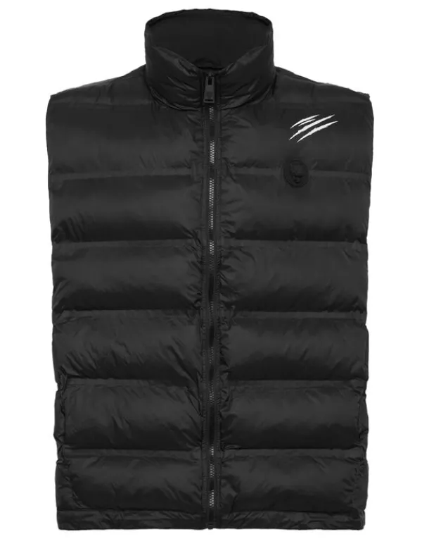 Philipp Plein Reversible Lightweight Padded Vest Scratch black Outlet