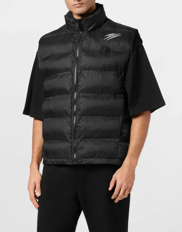 Philipp Plein Reversible Lightweight Padded Vest Scratch black Outlet