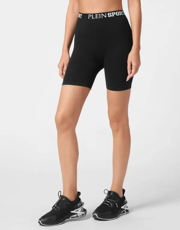 Philipp Plein Rib Seamless Biker Shorts Logo black Discount
