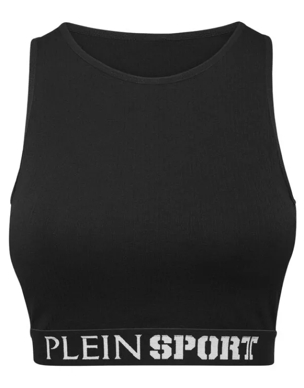Philipp Plein Rib Seamless Training Sport Bra Logo black Outlet