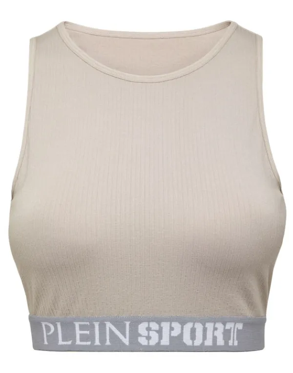 Philipp Plein Rib Seamless Training Sport Bra Logo darkgrey Discount