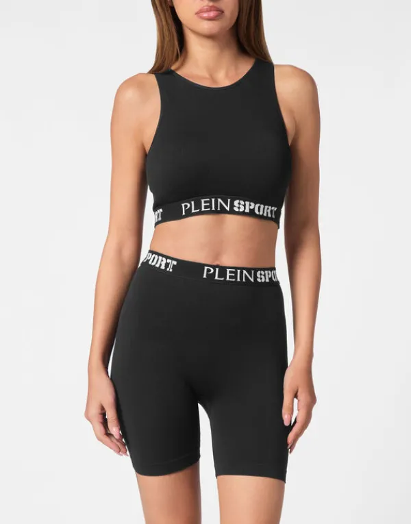 Philipp Plein Rib Seamless Training Sport Bra Logo black Outlet