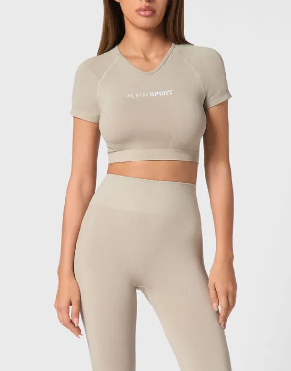 Philipp Plein Seamless Cropped T-shirt V-Neck SS Logo darkgrey Online