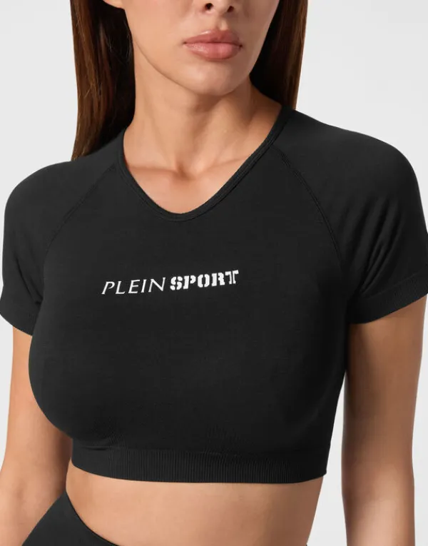seamless_cropped_tshirt_v_4-1.webp Philipp Plein Seamless Cropped T-shirt V-Neck SS Logo black Outlet