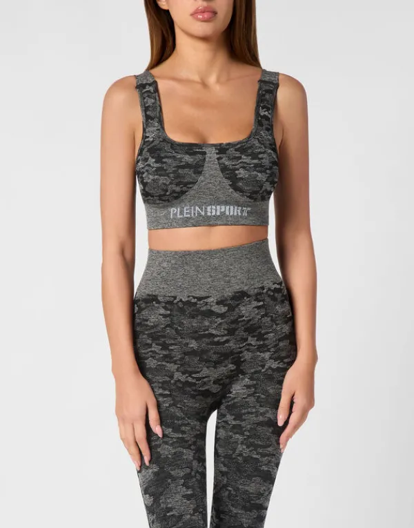 Philipp Plein Seamless Crossed Straps Sport Bra Logo black New