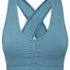 Philipp Plein Seamless Wide Straps Sport Bra Logo petrol Hot
